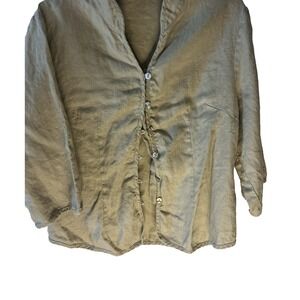 Lintico Linen Women Blouse L‎ Lightweight Lagenlook Tan Minimal Quiet Luxury